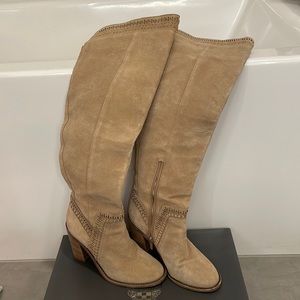 Vince Camuto Suede Boots, Size 7, Light Brown Suede